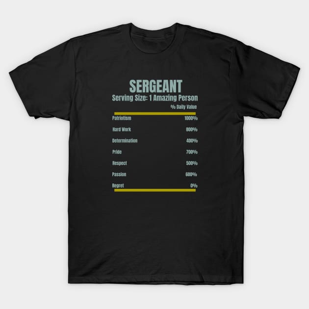 Sergeant Nutrition Facts T-Shirt by HobbyAndArt